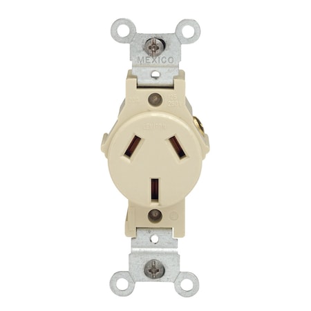 Leviton Straight Blade Receptacle, 10-20R, 20 A, 125/250V AC, 3 Pole, 3 Wire, Non-Grounded 05032-0IS